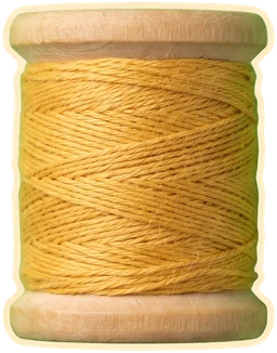 A wooden spool of cream thread