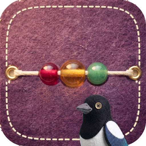 The app icon: Pica looking up at a row of beads