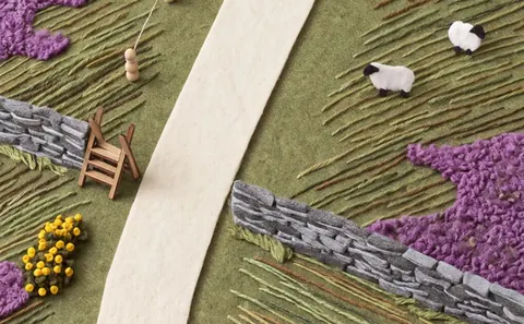 Wind: a moor of kites and sheep, a kite gate in the wind.